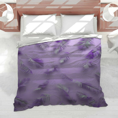 Édredon mauve à motif de feuilles de palmier