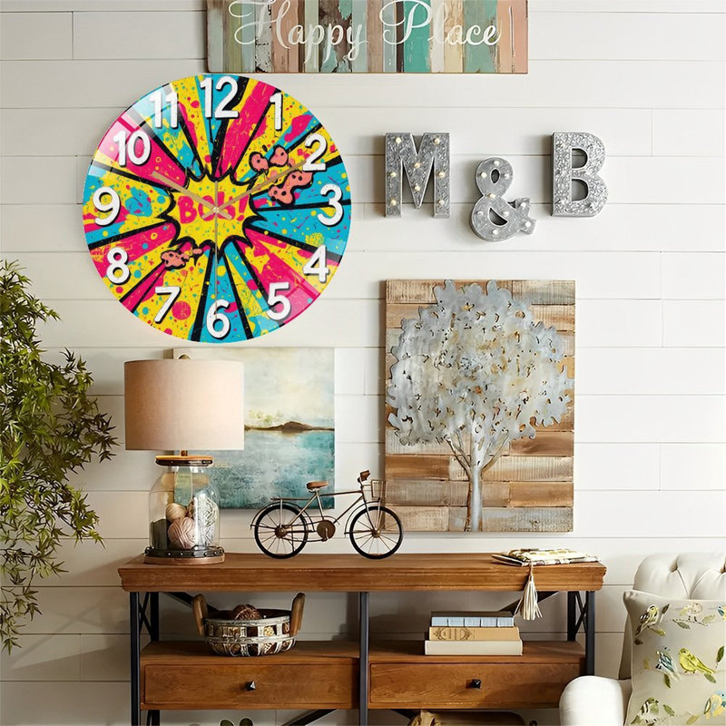 Horloge murale colorée Pop Art