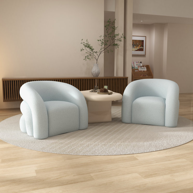 Fauteuil demi-tonneau rembourré et pivotant, Bleu