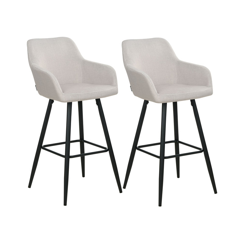 Aba Upholstered Bar Stool with Steel Frame, Beige