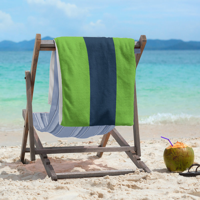 Cotton Blend Beach Towel, Green/Blue