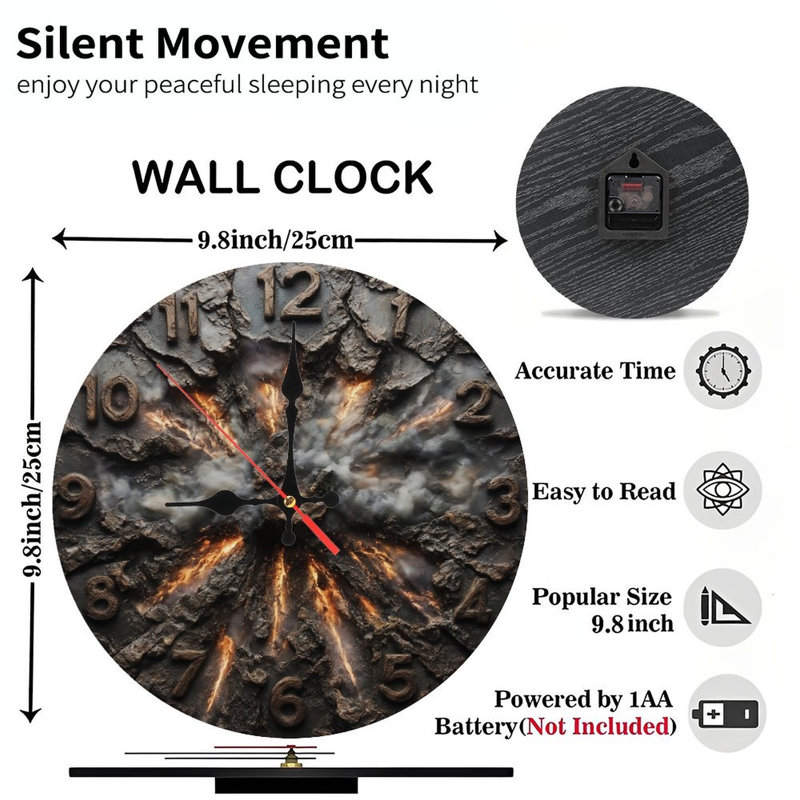 Exploding Clock Face With Lava And Smoke
