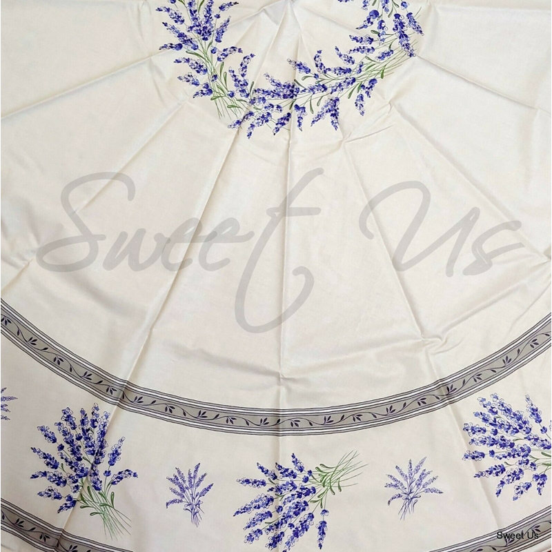 Wipeable Stain Resistant Acrylic Coated Cotton Provencal Lavender Floral Round Tablecloth Collection, 71" x 71", Yellow