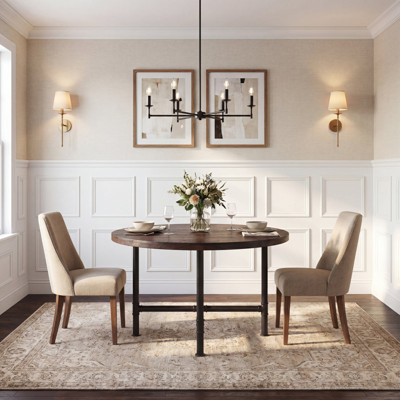 Fir Wood Top Dining Table with Iron Base