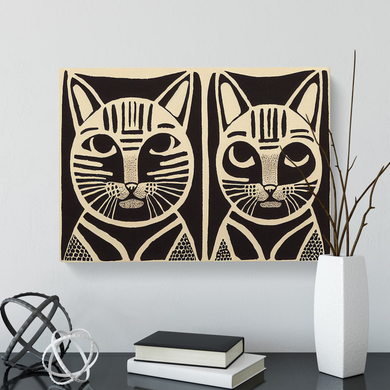 Modern Cat Art Abstract - Wrapped Canvas, 40cm H x 60cm W x 3cm D