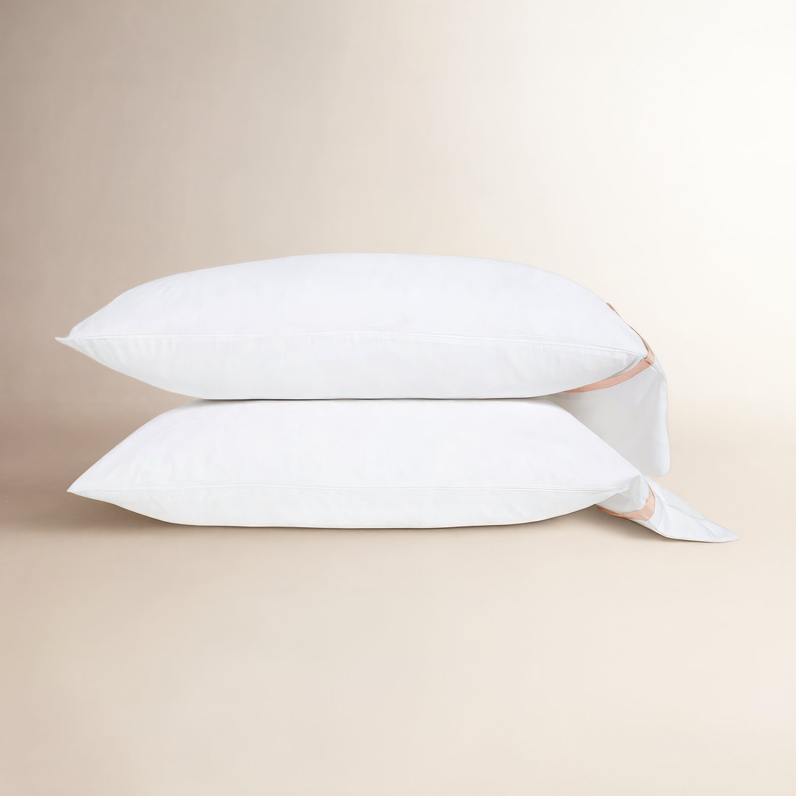 Langston Rayon From Bamboo Machine Woven Pillowcase - Set of 2, King, White/Pink