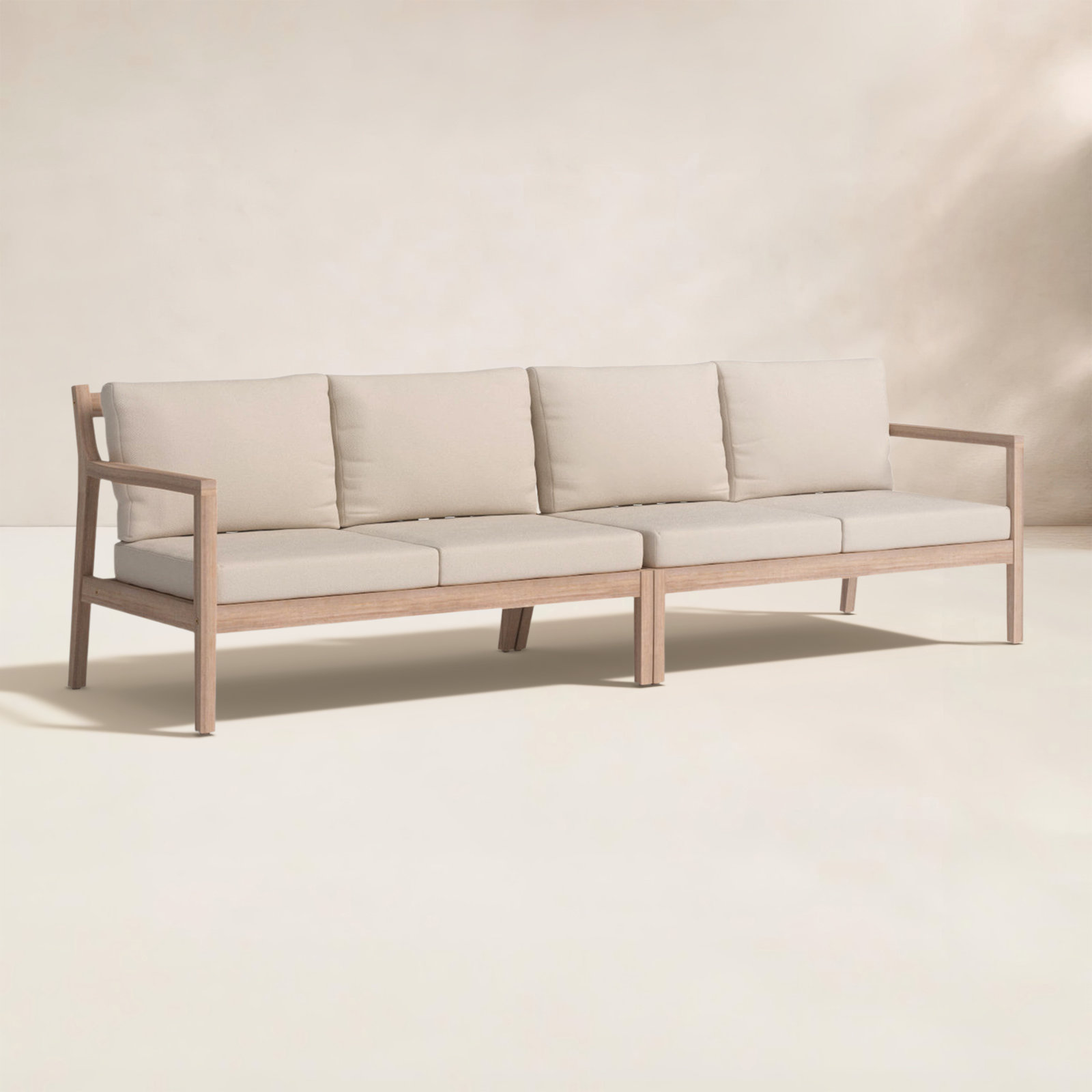 Amina 54'' Acacia Outdoor Loveseat, Beige