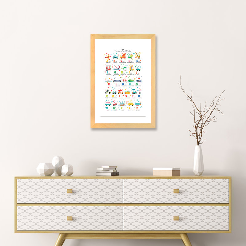 Transport - alphabet, Blanc, Papier avec cadre beige, H 24 po x l 16 po x P 1 po
