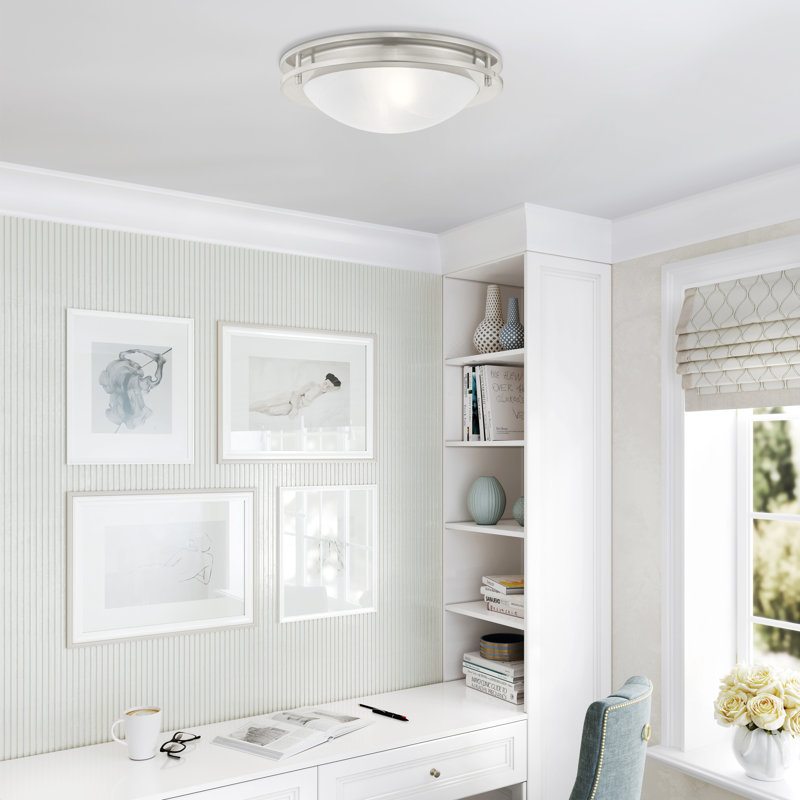 Plafonnier encastré 2 lumières Adrielle, Nickel brossé, H 4 po x l 13 po x P 13 po