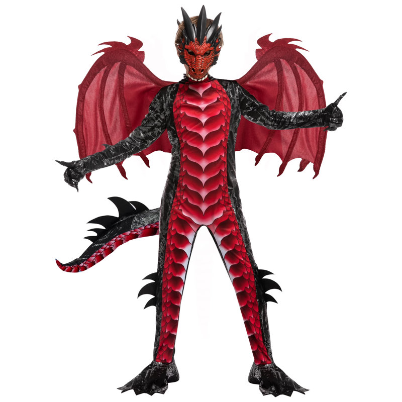 Halloween Kid Dragon Costume L, L, Red