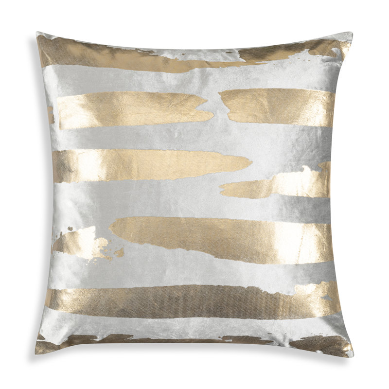 Striped Velvet Throw Pillow, Gray