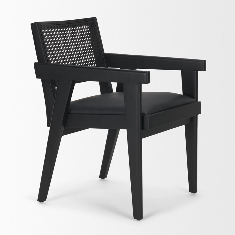 Black Leather Dining Side Chair