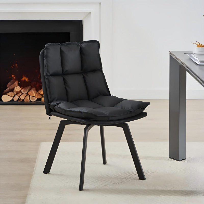 Ensemble de 4 chaises de salle à manger pivotantes rembourrées, 4, Noir