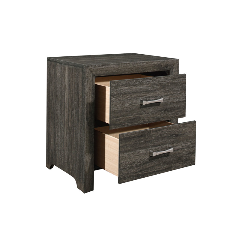 Table de chevet gris foncé avec poignées chromées - Table de chevet contemporaine | Idée de cadeau