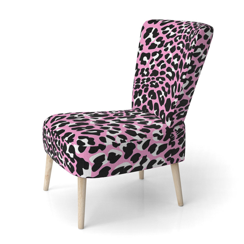 Chaise d'appoint rembourrée rose et noire léopard