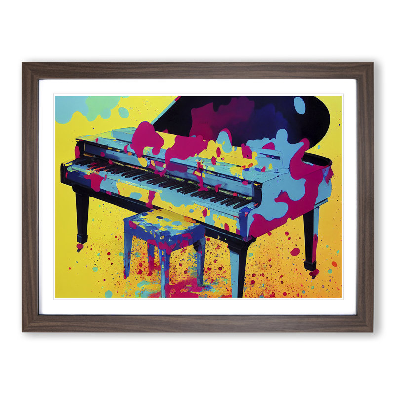 Splashed Piano Abstract - Framed Print, Walnut, 25cm H x 34cm W x 2cm D