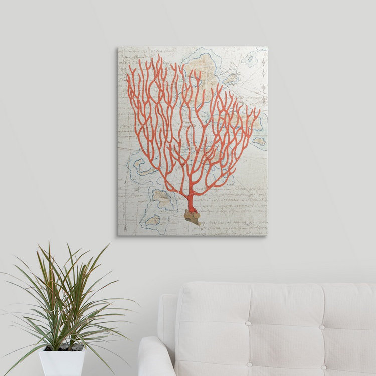 «Textured Coral IV», impression d'art graphique Avery Tillmon, H 30 po x l 24 po x P 1,5 po, Toile