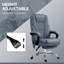 Fauteuil de bureau gris anthracite à massage, avec repose-pieds, fauteuil de bureau de direction, avec 6 points de vibration et chaleur, fauteuil d'ordinateur inclinable, fauteuil de bureau pivotant, hauteur réglable