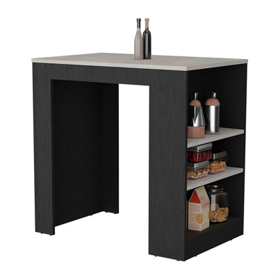 Kitchen Island With 3-Side Shelves