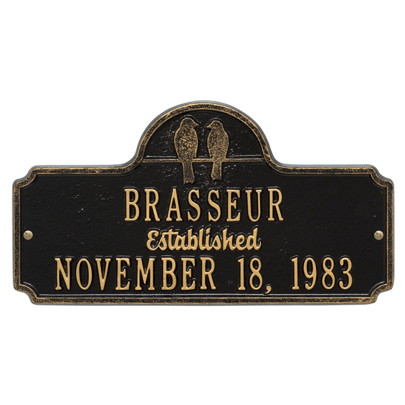 3-Line Wall Address Plaque, Black/Gold, Yes