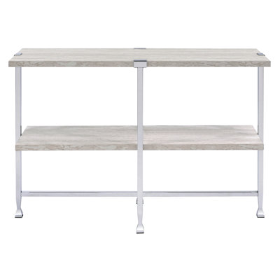 Chêne blanc et table avec tablette, offrant un ajout pratique et élégant à votre maison, rehaussant l'attrait décoratif de l'espace