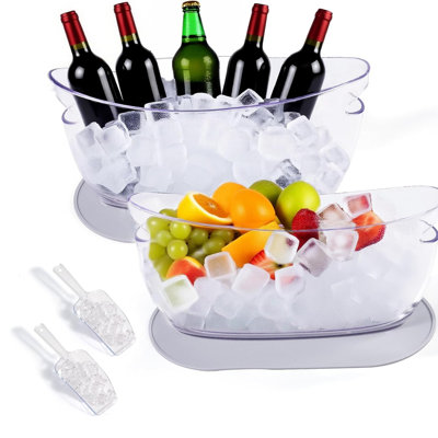 5.5L Ice Bucket with Silicone Pad & Ice Scoop, Anti-Condensation Beverage Tub for Party