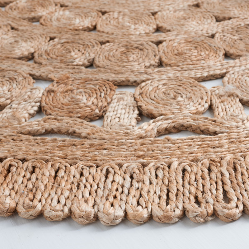 Casagranda Natural Fiber Flat Weave Jute Solid Color Rug, Round 4'