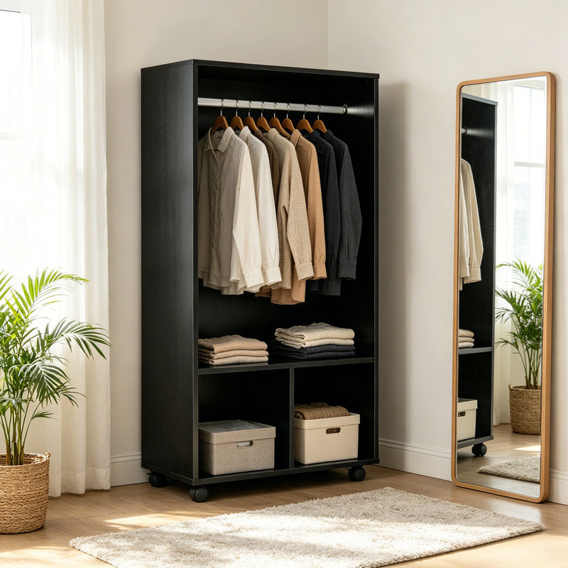 Particle Board / Chipboard Wardrobe, Black