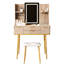 Bureau à 4 tiroirs avec miroir à DEL, panneau cannelé et rangement pour bijoux, miroir de salle de bain avec miroir à gradation continue, poignées en métal, construction lisse