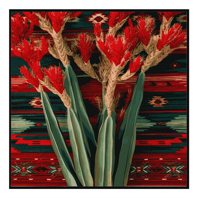  Tapis lavable rouge Yucca Southwestern, Carré 4 pi