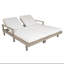 Chaise longue d'extérieur réglable à 5 positions avec structure en bois massif, coussins épais et accoudoirs Jovi-126554039-126554038