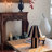 Brown Solid Wood Freestanding Fireplace