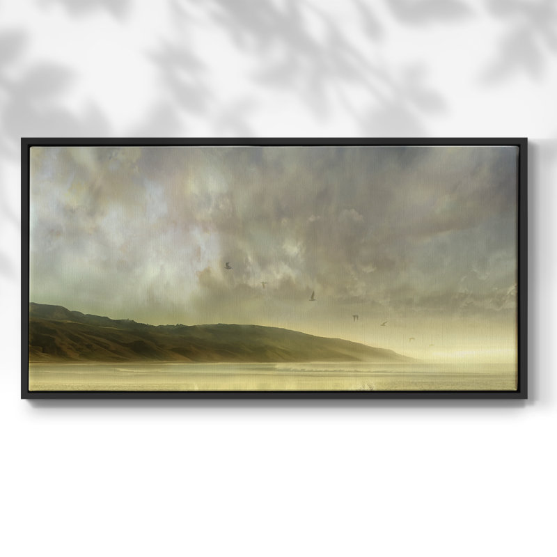Soft Horizon - Toile tendue avec châssis encadré - Prêt à accrocher, H 21 po x l 41 po, Noir