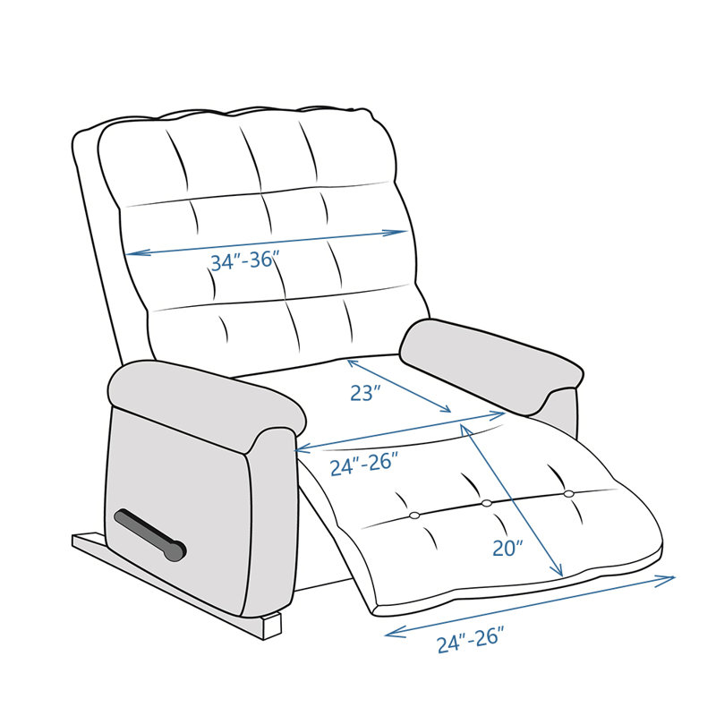 Box Cushion Recliner Slipcover, Gray Velvet, 103" H x 34" W x 23" D