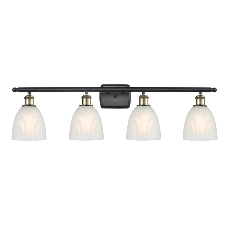 Éclairage de salle de bain à intensité variable 4 lumières Asdsit, Ampoule DEL 6 watts Vinage, Blanc, Laiton antique noir