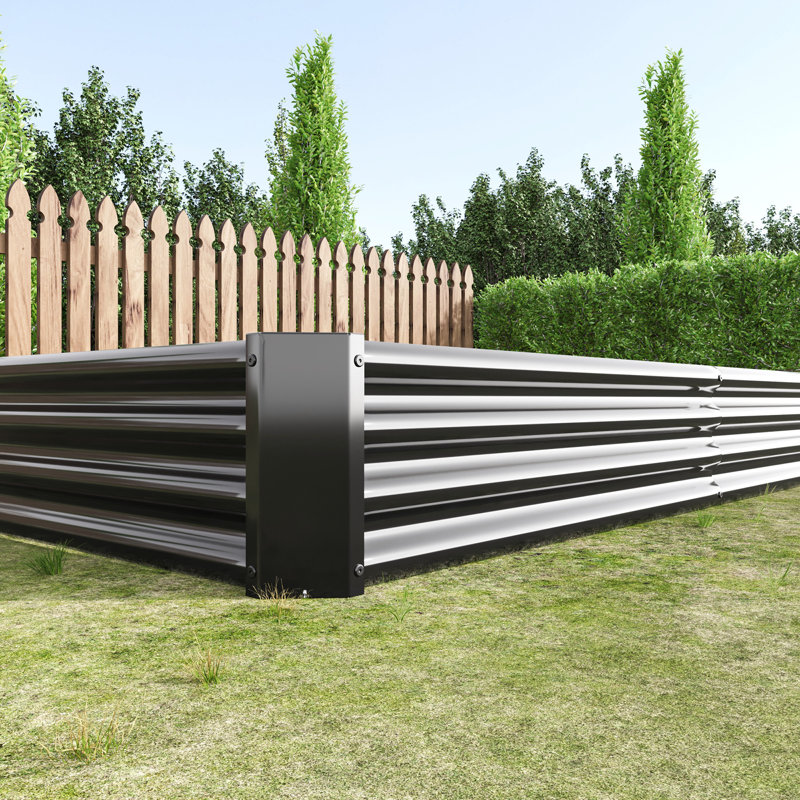 Ensemble de jardin surélevé 7,6 x 3,7 x 0,98 pi - Jardin surélevé en métal pour jardinières, légumes et herbes, Noir