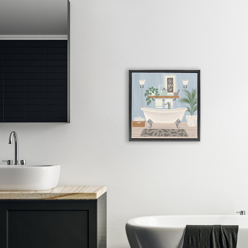 Unwind and Refresh Bathtub Floating Frame, design by Cat Thurman Designs, Jet Black Floater Frame, 18" H x 18" W
