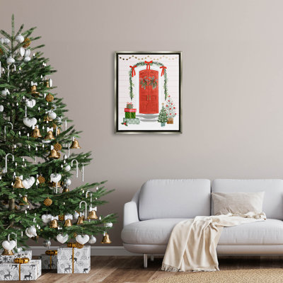 " Red Jolly Christmas Doorway " by Victoria Barnes Painting Print