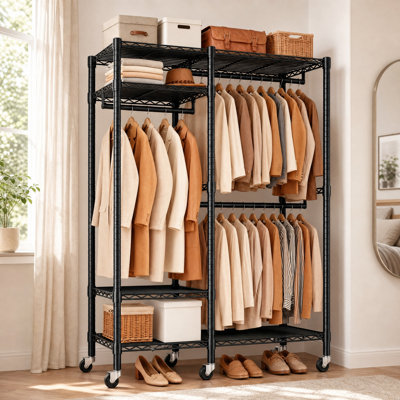 115.5 cm Adjustable Rolling Clothes Rack