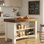 Îlot de cuisine 55 po avec 3 tablettes de style maison de campagne