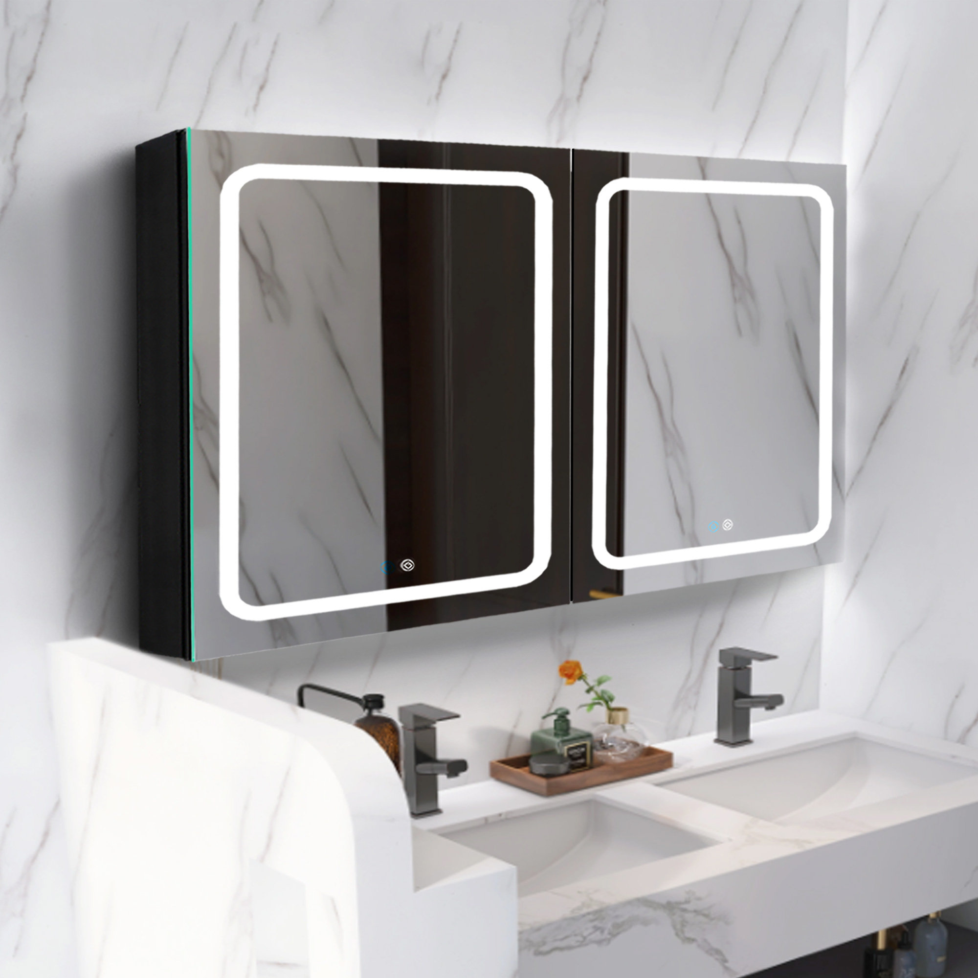 Orren Ellis 40X30 Inch Aluminum Surface Mount Frameless 2 Doors