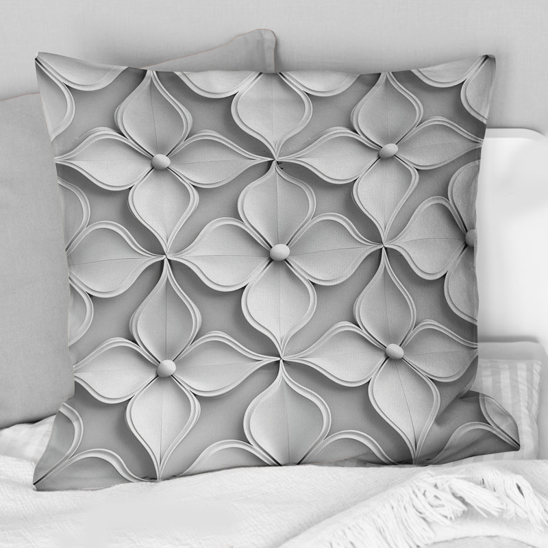 Coussin blanc moderne quadrilobe I - moderne, H 16 po x l 16 po