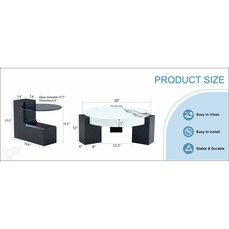 Table basse à deux étages détachable avec un design élégant et une fonctionnalité polyvalente pour les espaces de vie modernes