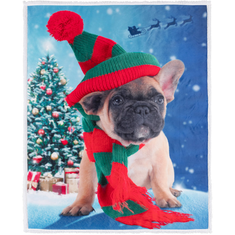 Reversible Knitted Sherpa Christmas Throw Blanket for Kids