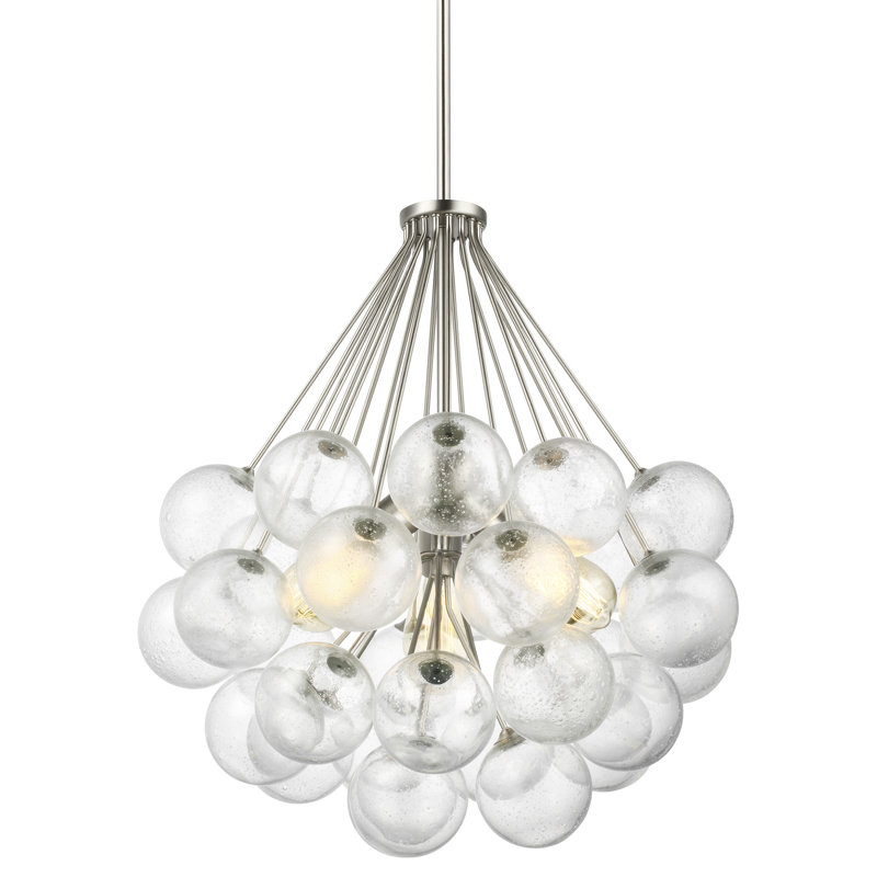 Lustre sphérique unique à 3 lumières Logan, Nickel brossé
