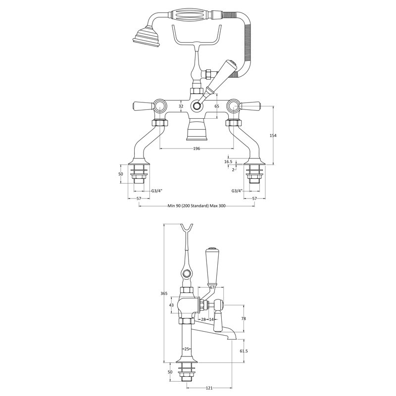 Topaz Deck Bath Filler with Diverter