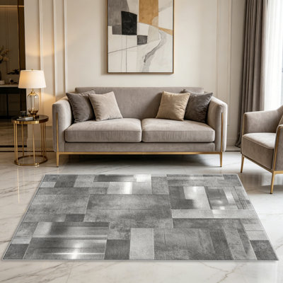 Tapis gris argenté pour le salon, doux et confortable, convient à toutes les saisons, facile à entretenir, tapis de sol intérieur lavable à la machine, sous la table de ferme convenant à la chambre à coucher, à la salle à manger, au bureau, au balcon, au patio