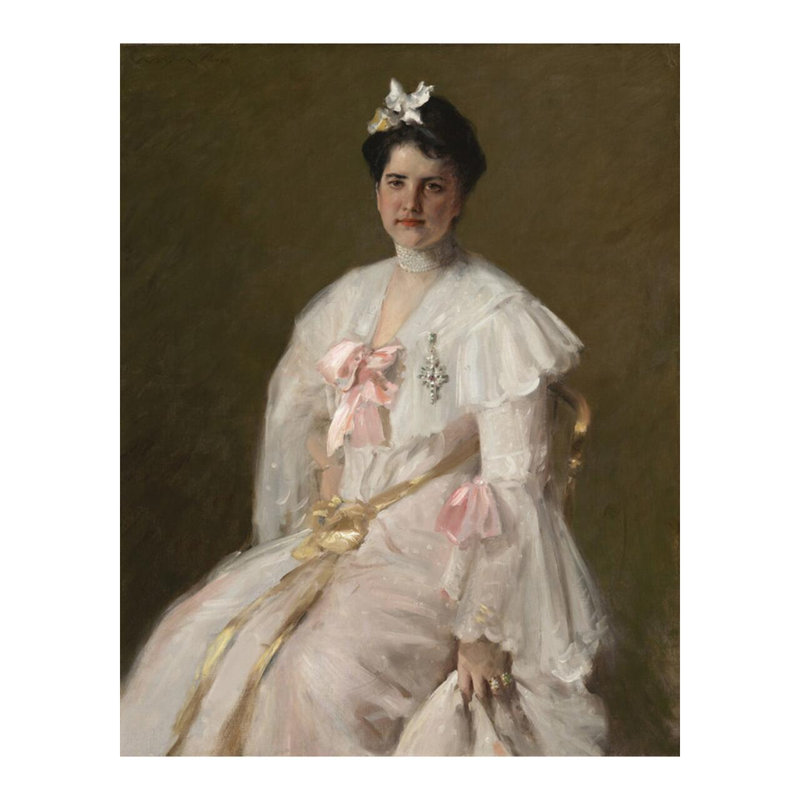 Mme. Chase en rose par William Merrit Chase (American, 1849-1916) - Estampe numérique, H 20 po x l 16 po