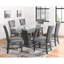 Chaises de salle à manger rembourrées 2 pièces, tissu gris, base en bois noir, style contemporain pour chaises 2 pièces, revêtement en tissu doux, structure en bois, espace