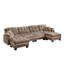 Chenille Cloud U-Shaped Sofa With 4 Pillows, Movable Ottoman Pom-Pom Trim Quilted Tufted Cushion Ergonomic Design, Easy Assembly Deep Seat Couch For Living Room Office, Apartment-134545872-134545877